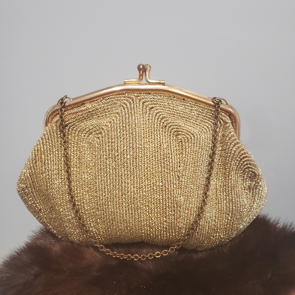 Vintage Gold Metallic Evening Bag